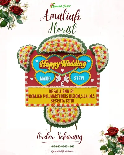 Karangan Papan Bunga Pernikahan di Kamasan